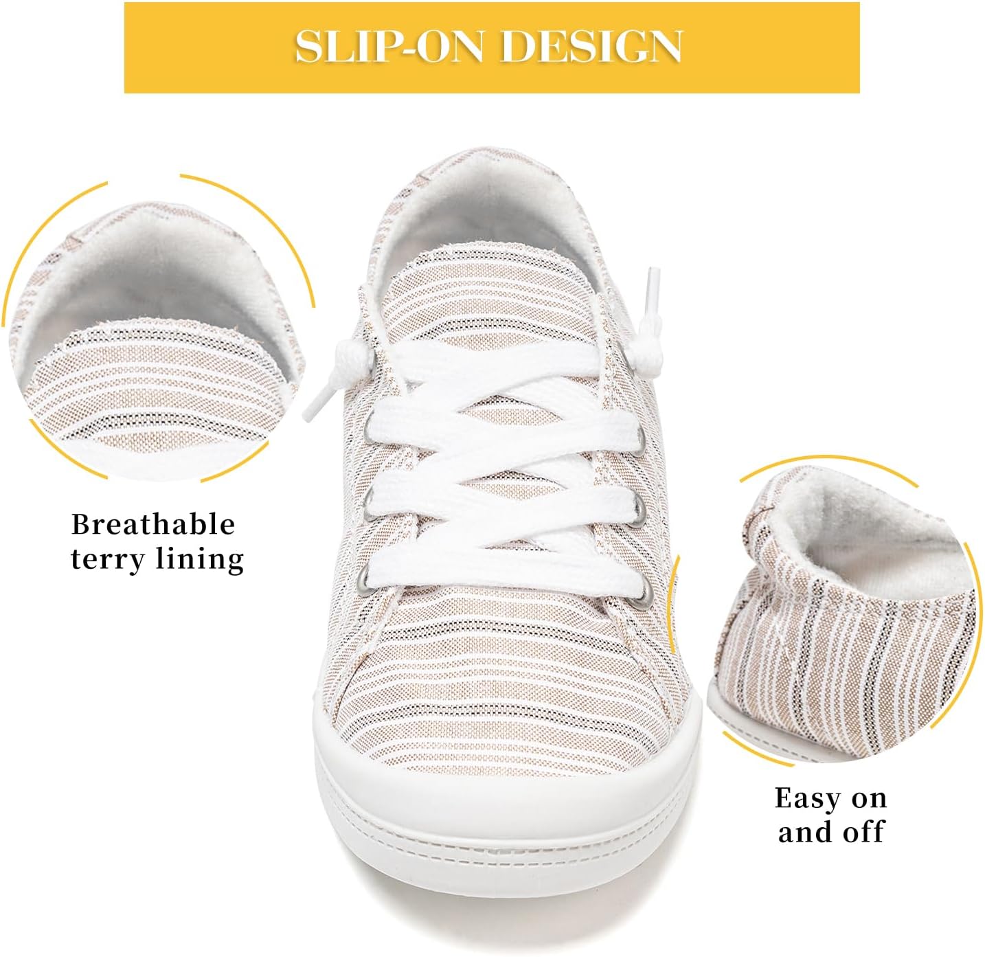 FUNKYMONKEY Shoes for Women, Comfort Low Top Canvas Slip On Sneakers Classic Casual Walking Shoes - Image 7