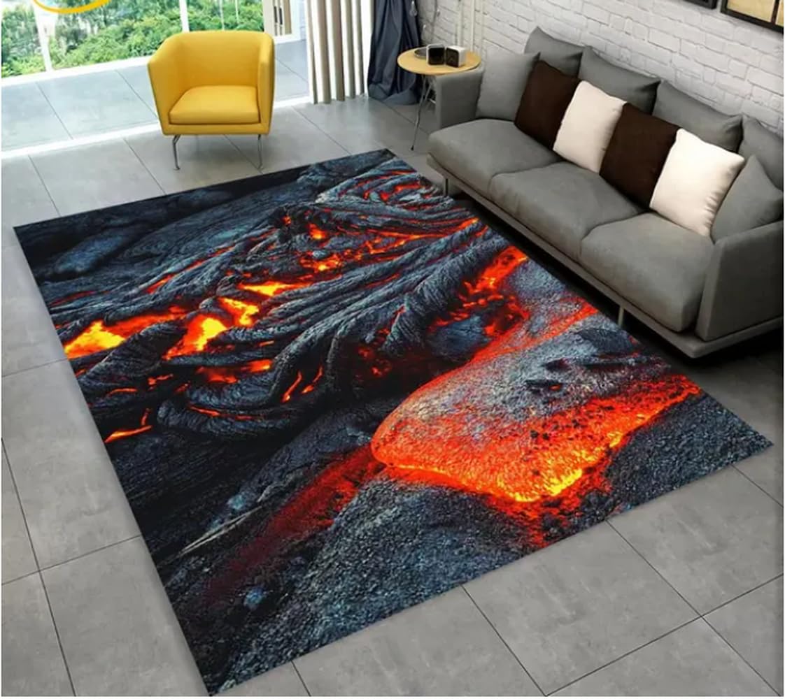 Tapis volcan lave motif magma 120X180cm avec envers antidérapant