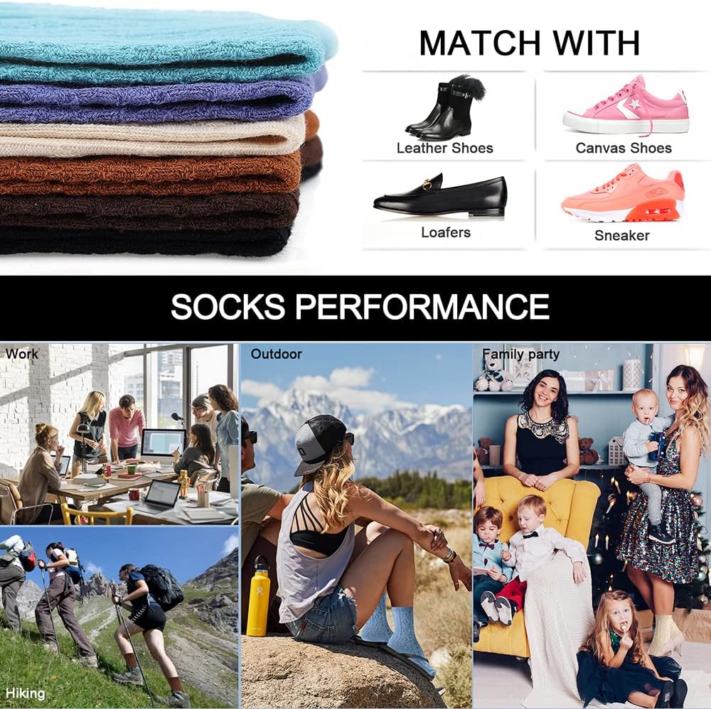 Mcool Mary Womens Crew Socks, Casual Knit Cotton Warm Comfy Breathable Cool Dress Socks for Girls 6 Pack - Image 7