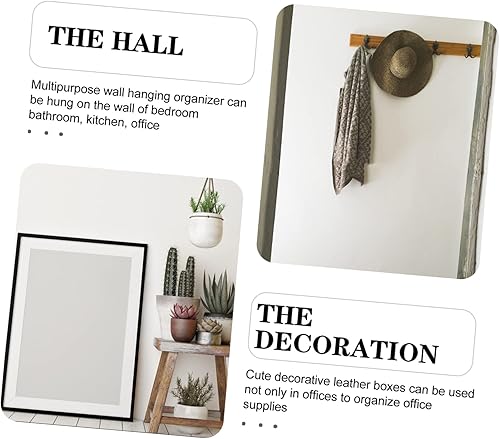 Miniatura 7 de Cabilock 2 soportes plegables de cuero para pared de baño color negro para bolsa de suministros almacenamiento desmontable montado en el dormitorio