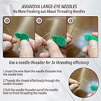 Vista 2 de Large-Eye Needles for Hand Sewing, 50pcs Premium Large Eye Sewing Needles with Threaders and Storage Tube 5 Size Large Eye Pointed Stitching Needles