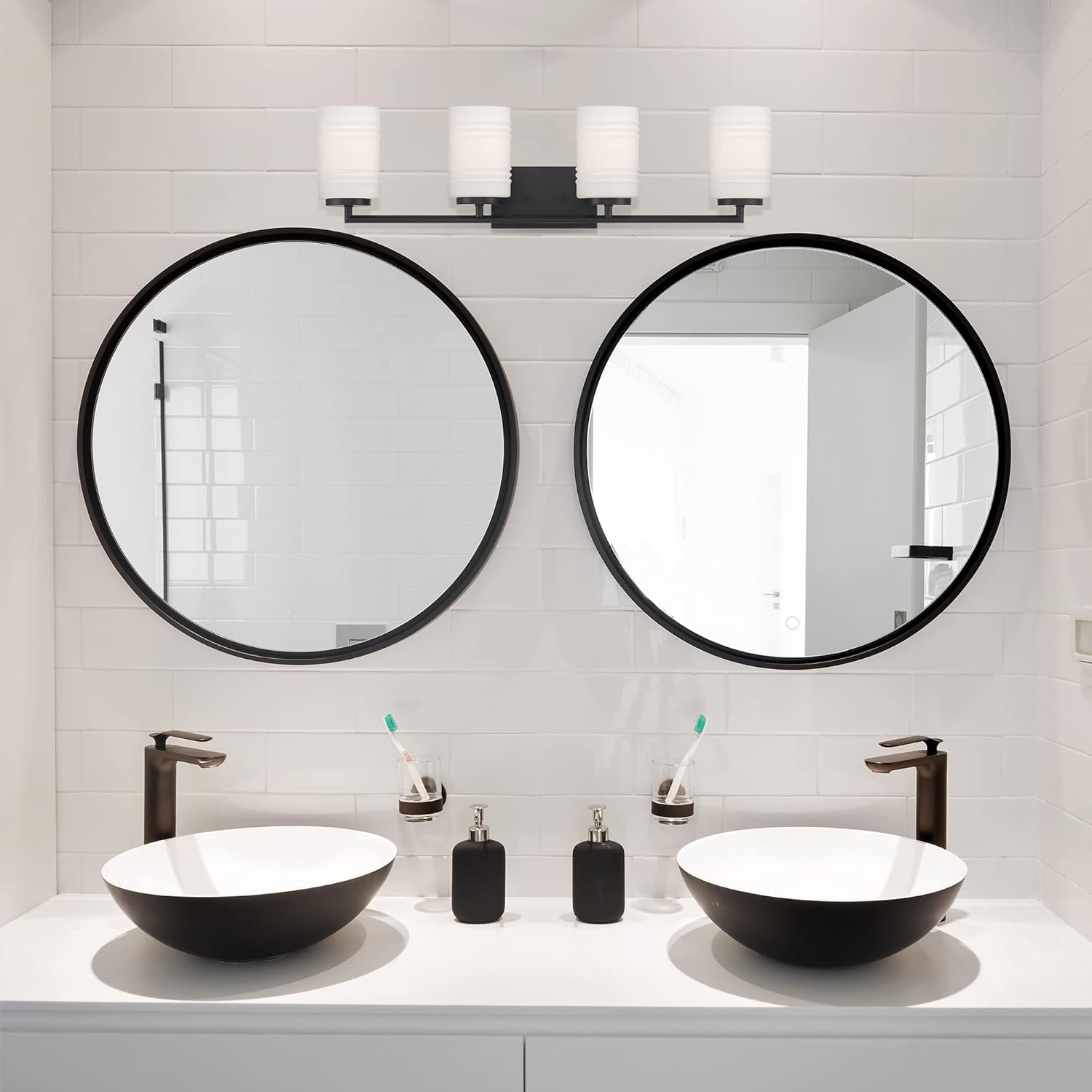 DESIGNERS FOUNTAIN Leavenworth 4 Light Bathroom Vanity Light Fixture, Matte Black, D257M-4B-MB