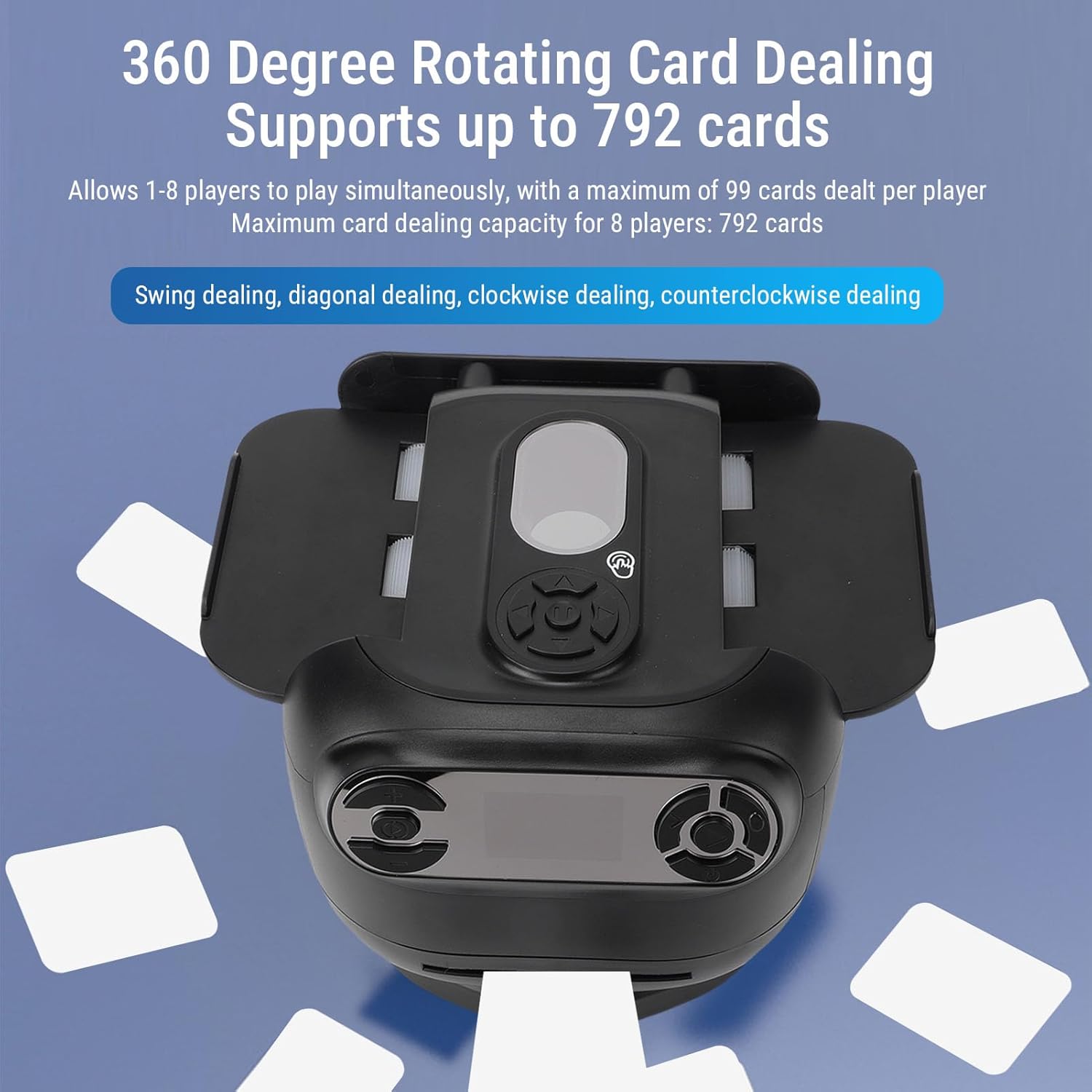 Sanpyl Automatic Card Shuffler and Dealer, 8 Players 180360 Rotation Customizable Card Dealing, with Large Shock Absorbing Base and Quiet Motor,115 * 142 * 172mm