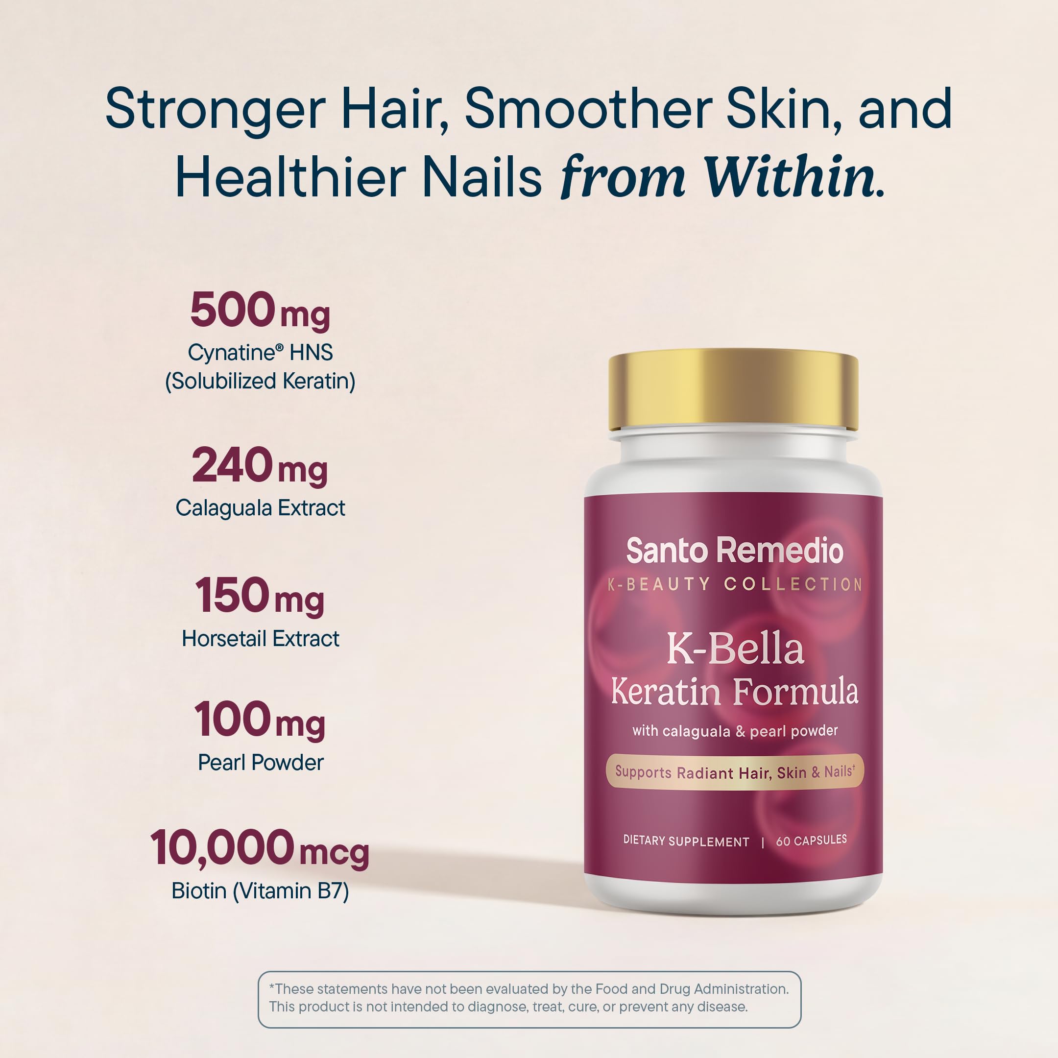 Santo Remedio K-Bella Keratin Formula Dietary Supplement - 30 Servings — Amazon image 3