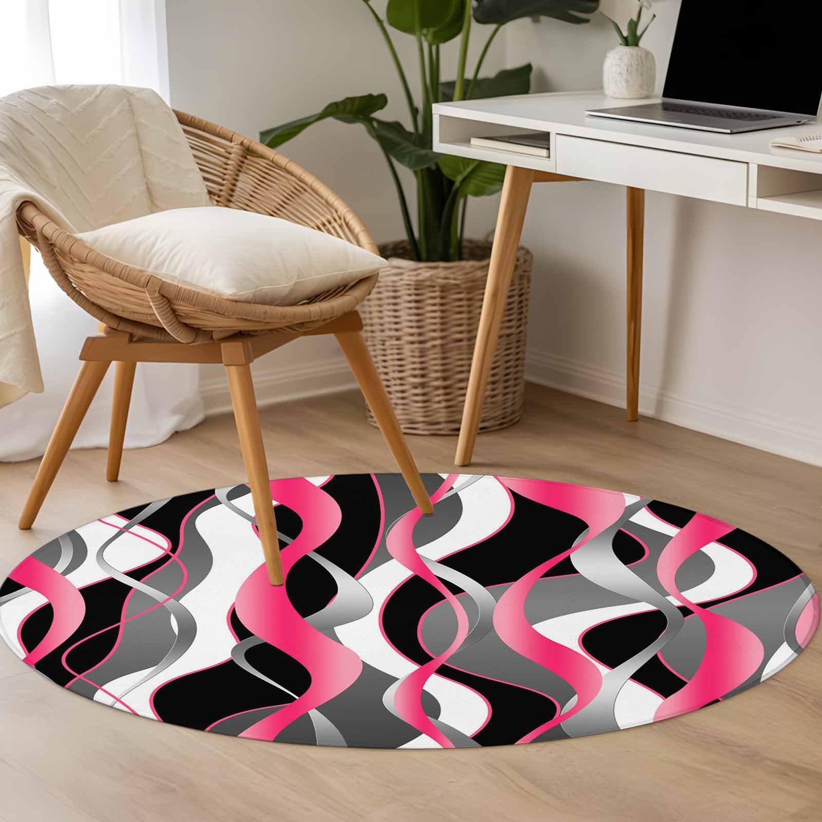Amazon.com: Huotupsine Pink Black Grey Round Area Rugs, Modern