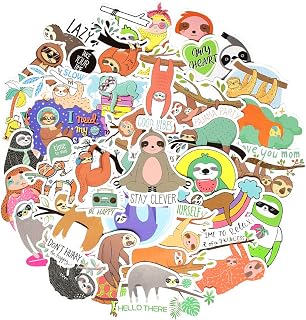 QTL Sloth Stickers for Kids Teens Water Bottles Vinyl Sloth Sticker for Laptop Gift for Girls Women 50Pcs