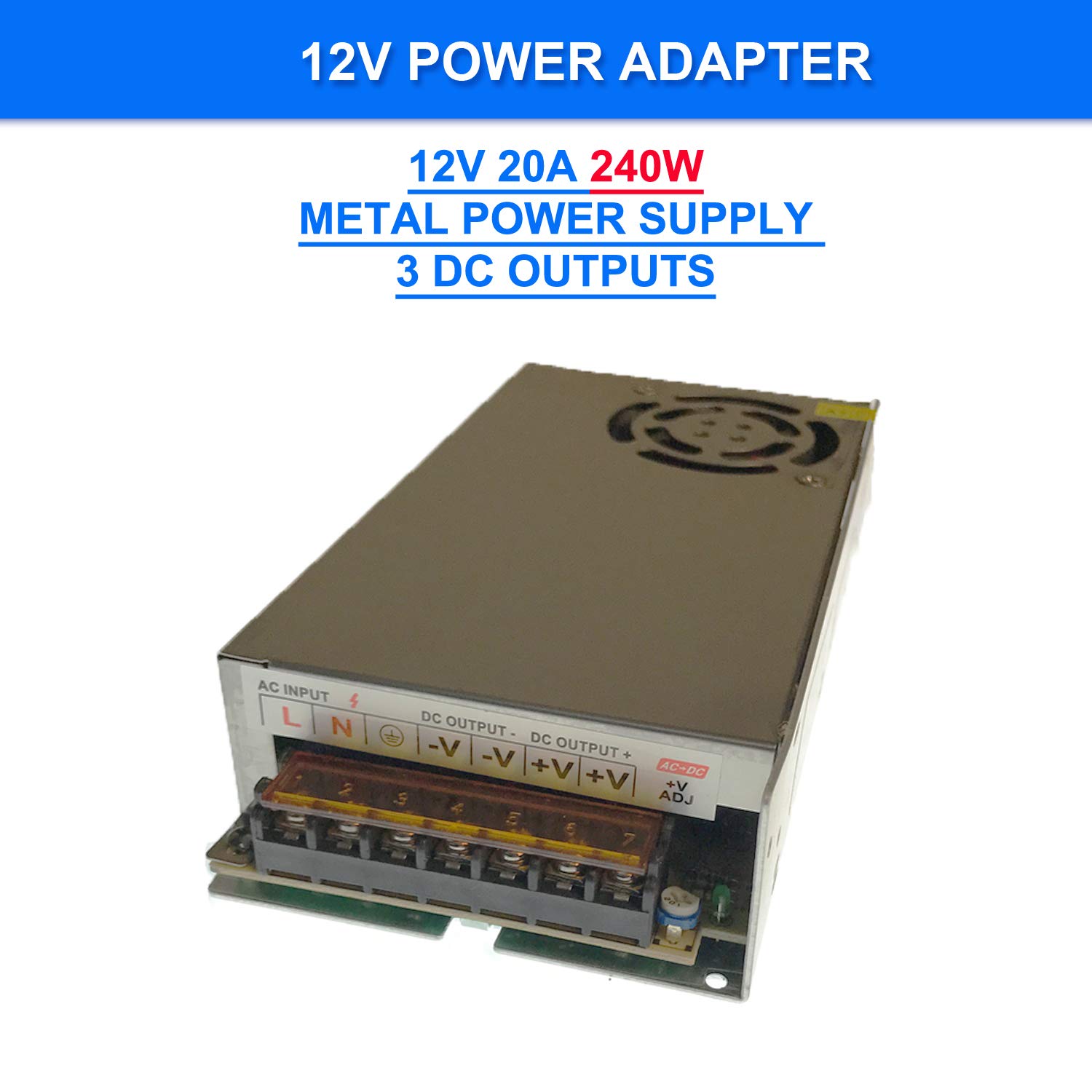 ALITOVE 12V 20A 240W Power Supply - AC To DC Converter For LED Strips, CCTV, Security Systems