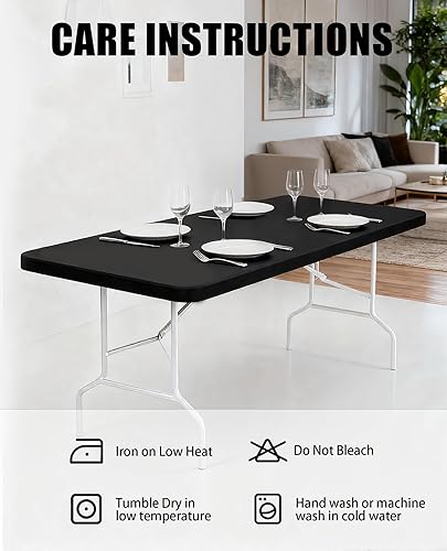 Miniatura 7 de 6FT Spandex Table Cloth - 2 Pack Fitted Rectangle Tablecloth for Folding Tables, Washable Table Cover for Outdoor, Camping, Picnic, Banquet and