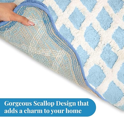 Miniatura 4 de Folkulture Tapetes de baño (20 x 30) Secado rápido, absorbentes, lavables a máquina, antideslizantes, decoración de baño, alfombras bonitas Aqua