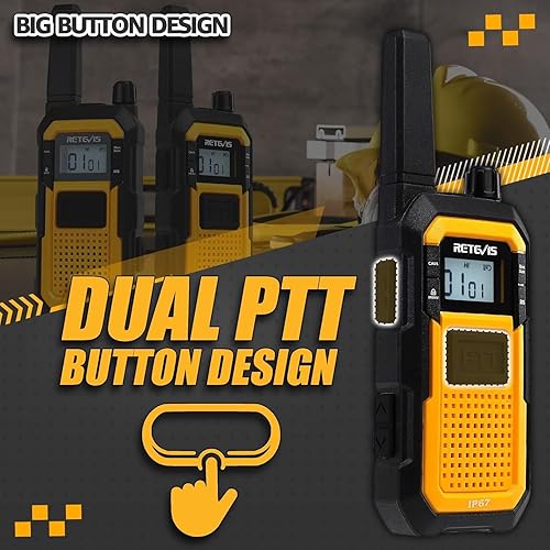 Miniatura 5 de Retevis RB48 Walkie Talkies impermeables radio bidireccional resistente resistente a los golpes doble PTT vibración USB-C SOS 2000 mAh radio de 2