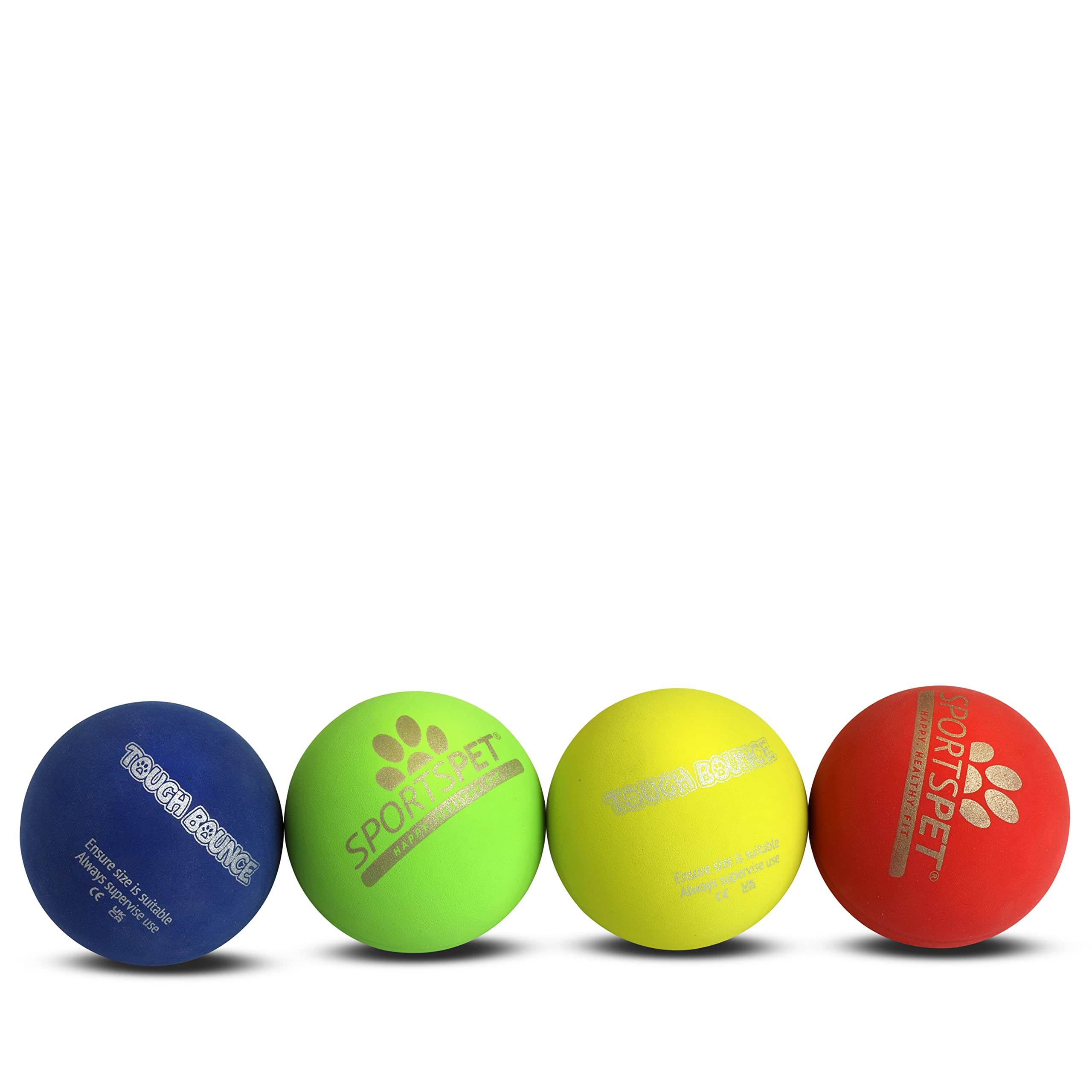 SPORTSPET Balles pour chien en caoutchouc naturel - Balles rebondissantes très durables (65 mm)