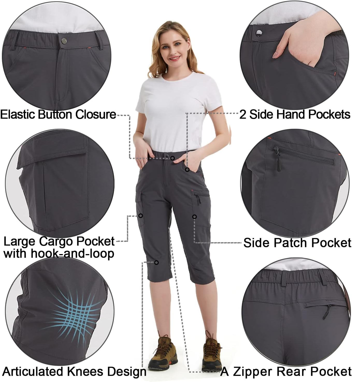 Women's Outdoor Hiking Pants With Cargo Pockets - Quick Dry UPF 50+ Water-Resistant Athletic Pants for Camping and Workout - Image 3