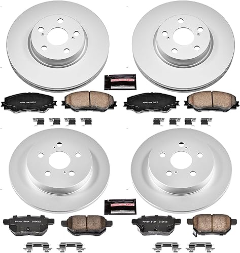 Miniatura 2 de Power Stop Rotor de freno recubierto CRK4140 y pastillas de freno de cerámica - delantero y trasero