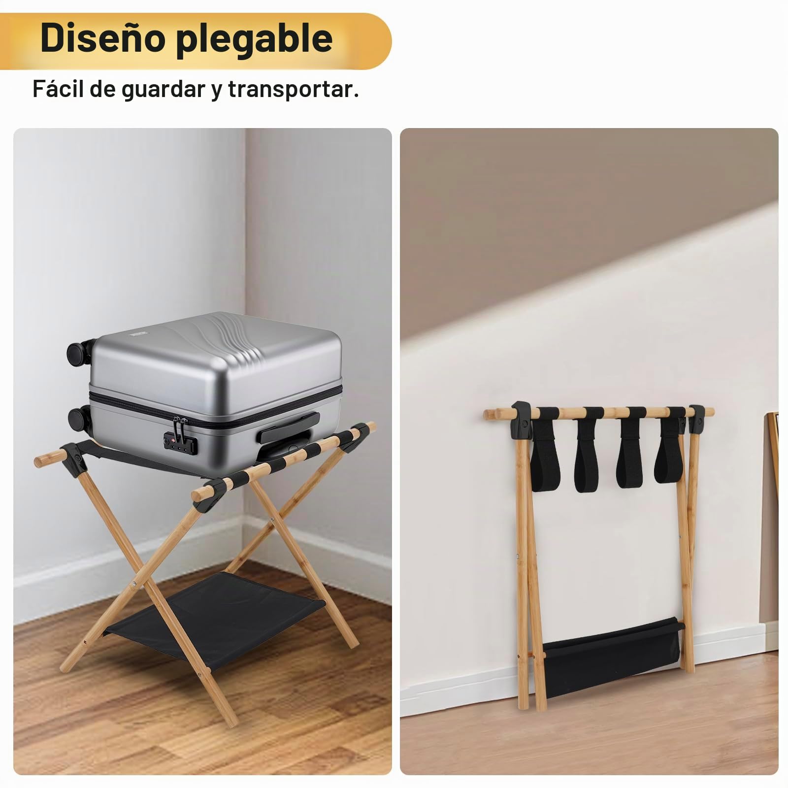 Soportes para Maletas Grande, 2 unidades, portaequipajes, doble capa, con 4 correas, taburete para equipaje para hotel y hogar, 64 x 45 x 52 cm