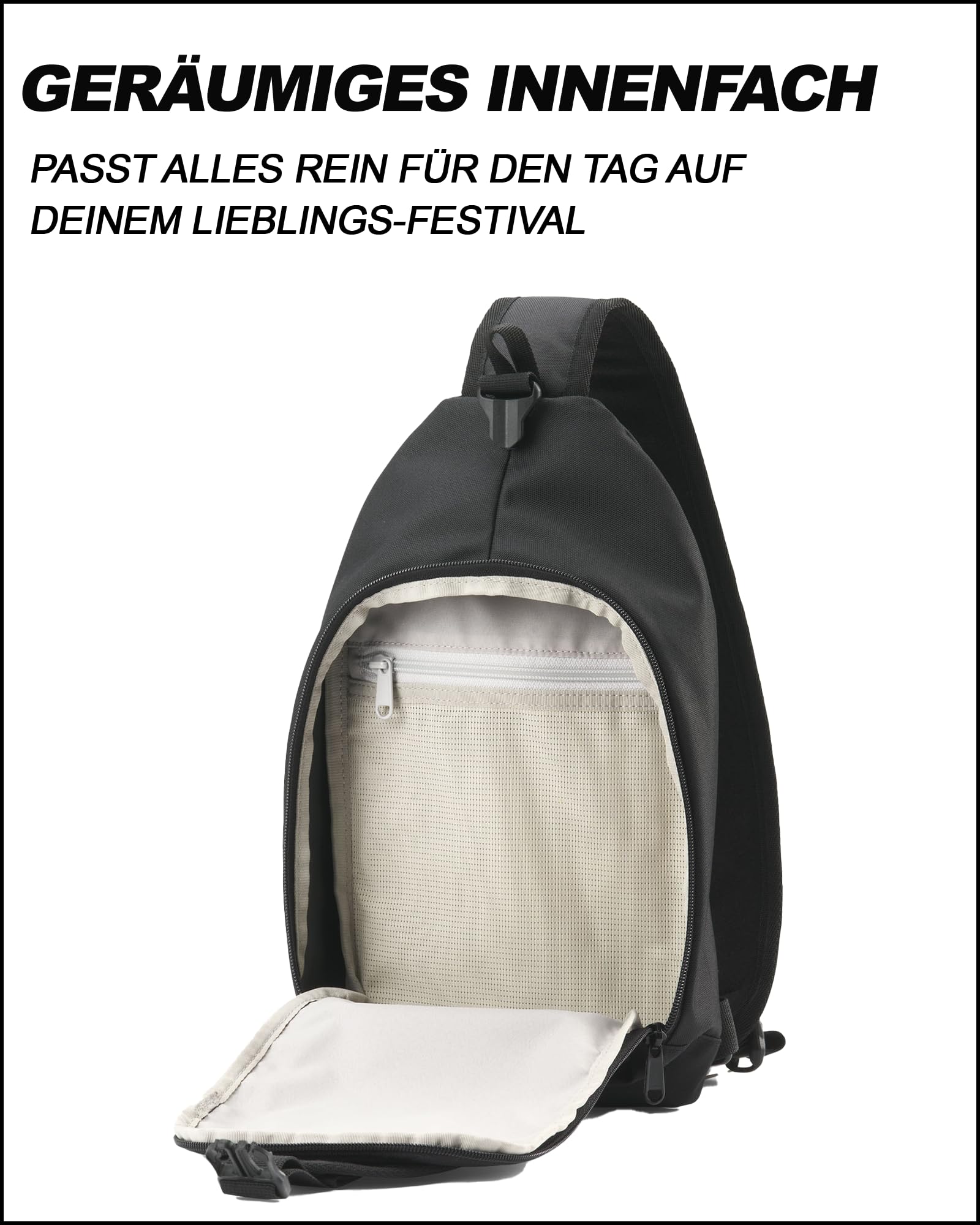 AEVOR Sling Rucksack, Schulterrucksack, Umhängetasche, Festival, Reise, Alltag, Gassi, Damen, Herren, wasserabweisend, recycelt