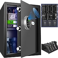 Vista 9 de Caja fuerte biométrica para el hogar, caja fuerte con cerradura biométrica para armas, caja de dinero para joyería, pistola, efectivo y objetos
