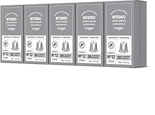 by Amazon Intenso Aluminium-Kaffeekapseln, kompatibel mit Nespresso, Dark Roast, 100 Stück (5 Packungen mit je 20 Stück) – Rainforest Alliance zertifiziert