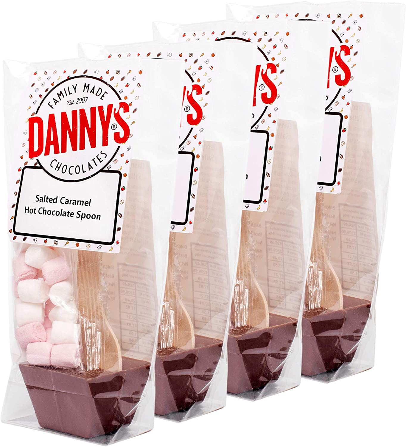 Danny'sSmooth & Creamy Caramel & Marshmallow Hot Chocolate Spoons | 4 x Milk Chocolate Spoons with Marshmallows