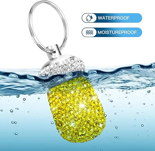 Miniatura 6 de Soleebee Pastillero portátil con llavero brillante, organizador de píldoras de viaje pequeño, contenedor de píldoras impermeable al aire libre,