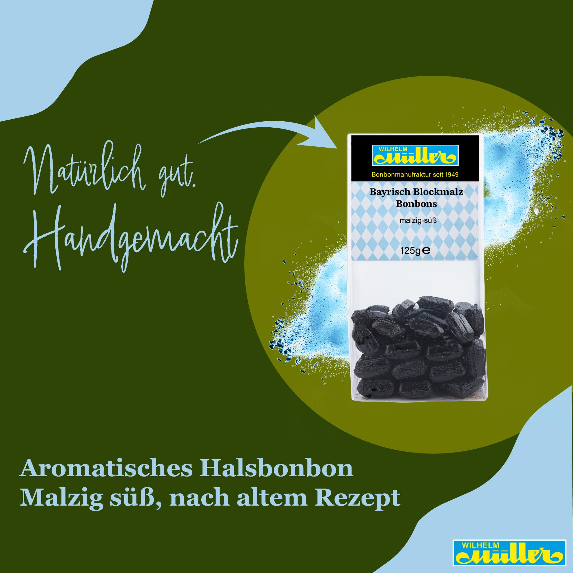 WILHELM Müller Blockmalz Bonbons - Bayrisch Blockmalz Bonbons - Im praktischen Beutel aus Deutschland - 2500g