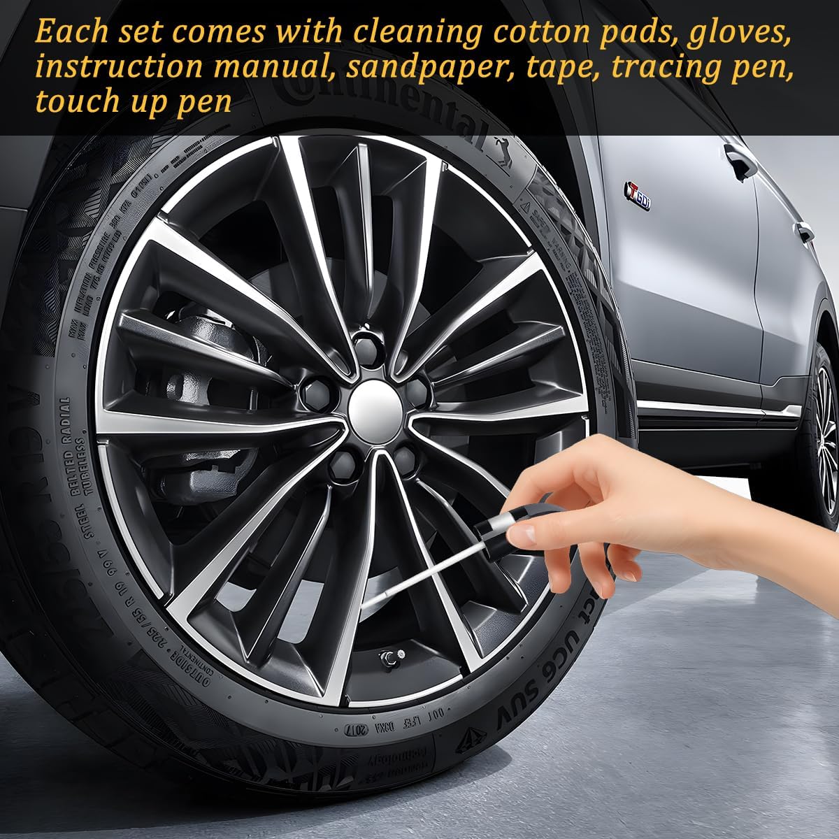 Car Rim Touch Up Paint, Vehicle Wheel Curb Rash Scratches Repair Kit for Alloy Metal Rims, Automotive Wheel Touch Up Paint Pen Curb Rash Remover, Universal for Most Vehicles (Gloss Black) thumbnail