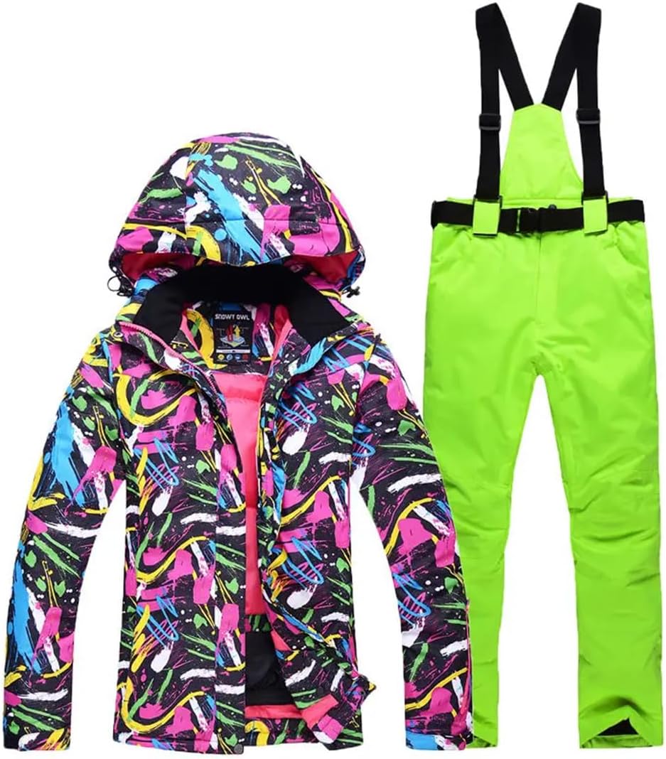 Unsex Winter Outdoor Snow Suit Snowboarding Waterproof Skiing Costume Sets Jackets Belt Pants