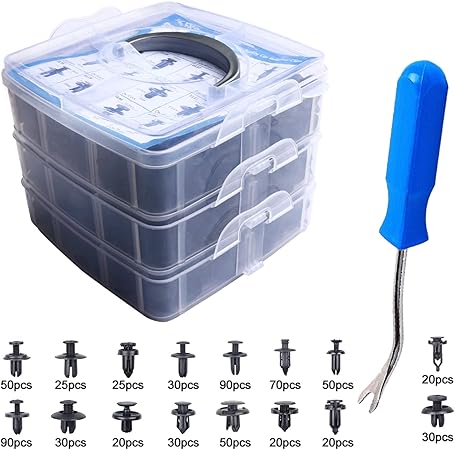 Amazon Ezykoo 625個 カープッシュリテーナークリップ プラスチックファスナーキット 16種類の人気サイズ 自動プッシュピンリベットセット ナイロンバンパーフェンダーリベットクリップ ドアトリムパネルクリップ Gmトヨタホンダに対応 外装 エアロパーツ 車 バイク