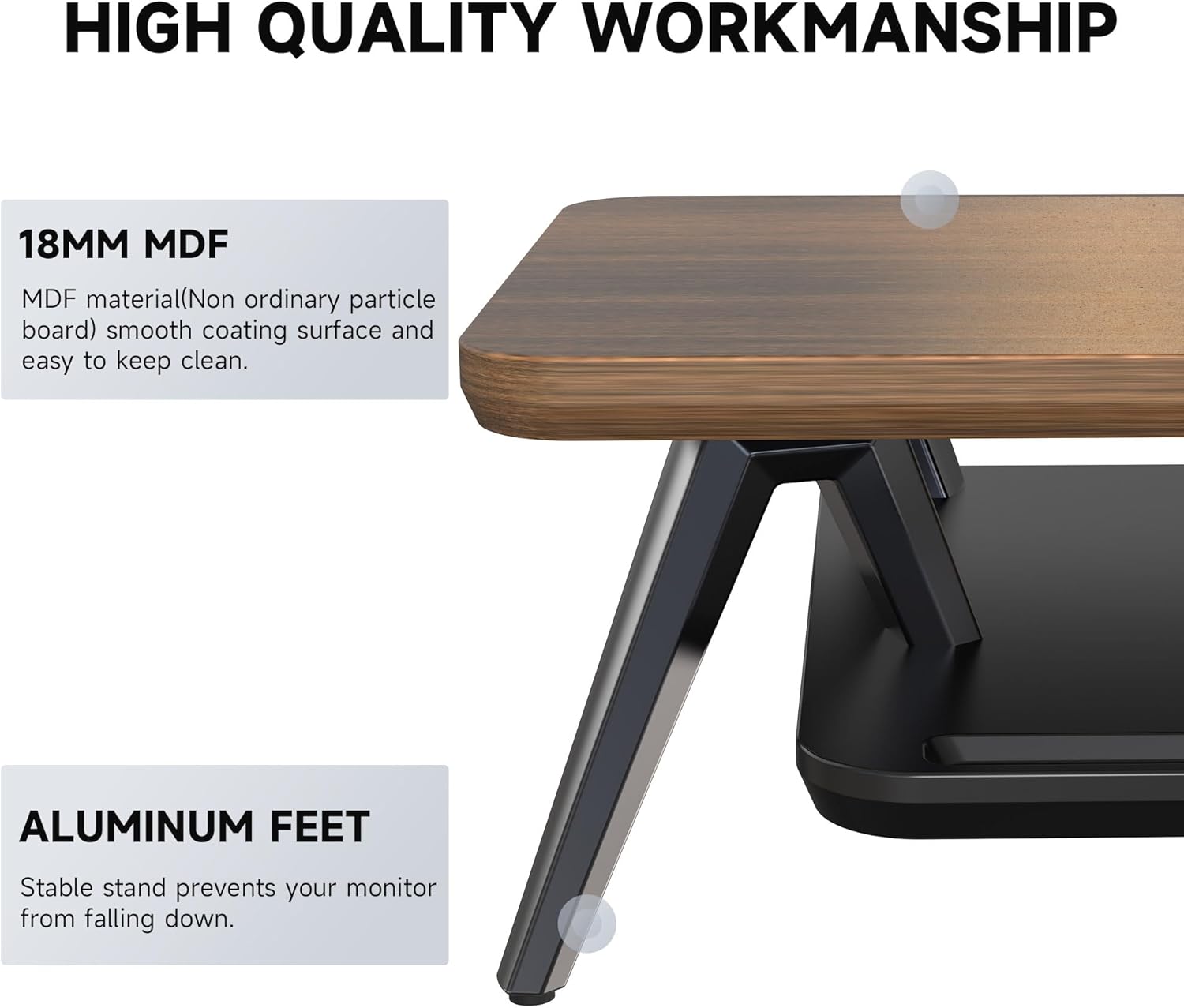 Fenge Monitor Stand, Monitor Stands Riser for Desk, 23.6 Inch Wood Desk Shelf with Storage Organizer and Cable Management for Office Desk Accessories Walnut 23.6 Inch