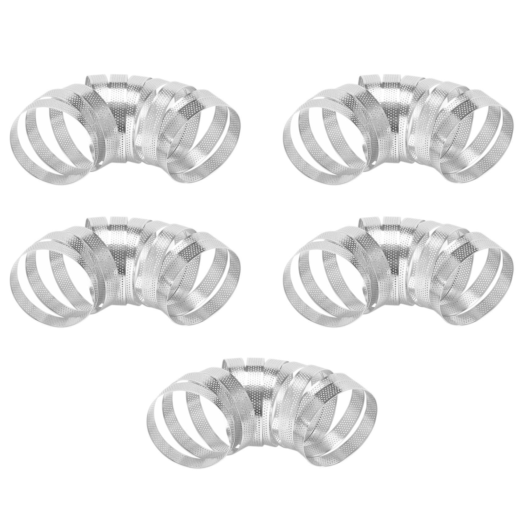 Hndhbfgrt 50Pcs Circular Tart Rings with Holes Stainless Steel Fruit Pie Quiches Cake Mousse Mold Kitchen Baking Mould 10cm