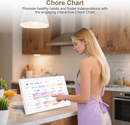 Vista 93 de Planificador de pared de 10.1 pulgadas, calendario digital y gráfico de tareas, pantalla táctil inteligente interactiva para horarios familiares