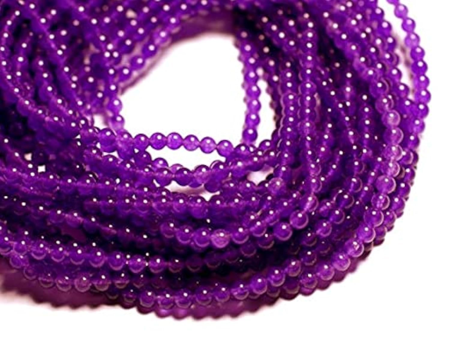 Jade violet 4 mm perles de pierre 39cm boules pour bracelet et collier DIY