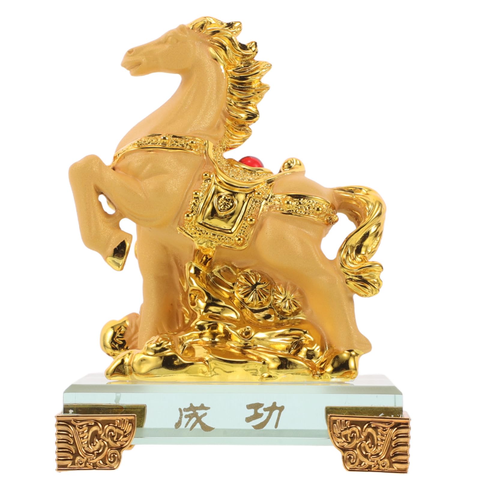 Figurine de cheval en résine Gatuida : ornement du zodiaque chinois pour maison