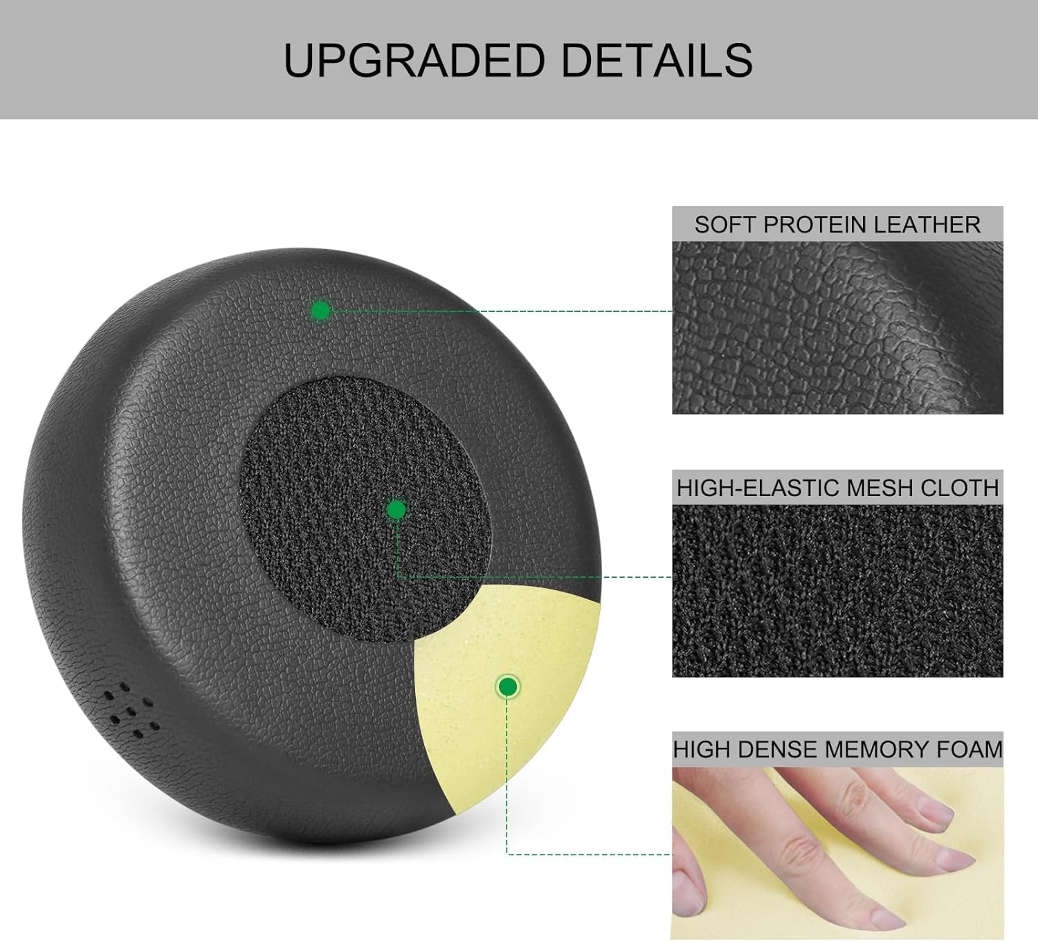 SOULWIT Gel Refroidissant Coussinets Pour Jabra Evolve2 75 PC Wireless Casque (NE Convient Pas à Evolve 75), Coussins D'oreille En Tissu En Soie Glacée Avec Mousse D'isolation Phonique-Noir