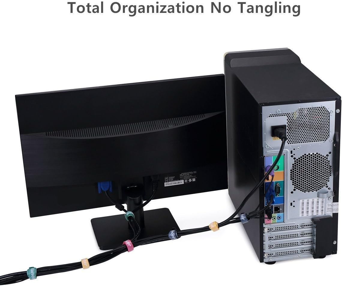 Exclusive Reusable Cable Straps Wire Ties, Pack of 40 Trilancer Adjustable Cord Fastener Cable Organizer, 6 Inches 4 Colors