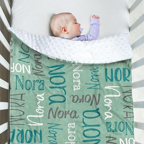 Miniatura 10 de Manta de bebé personalizada, diseño de nombres personalizados, manta de felpa suave con respaldo de puntos de doble capa para niños y niñas, color