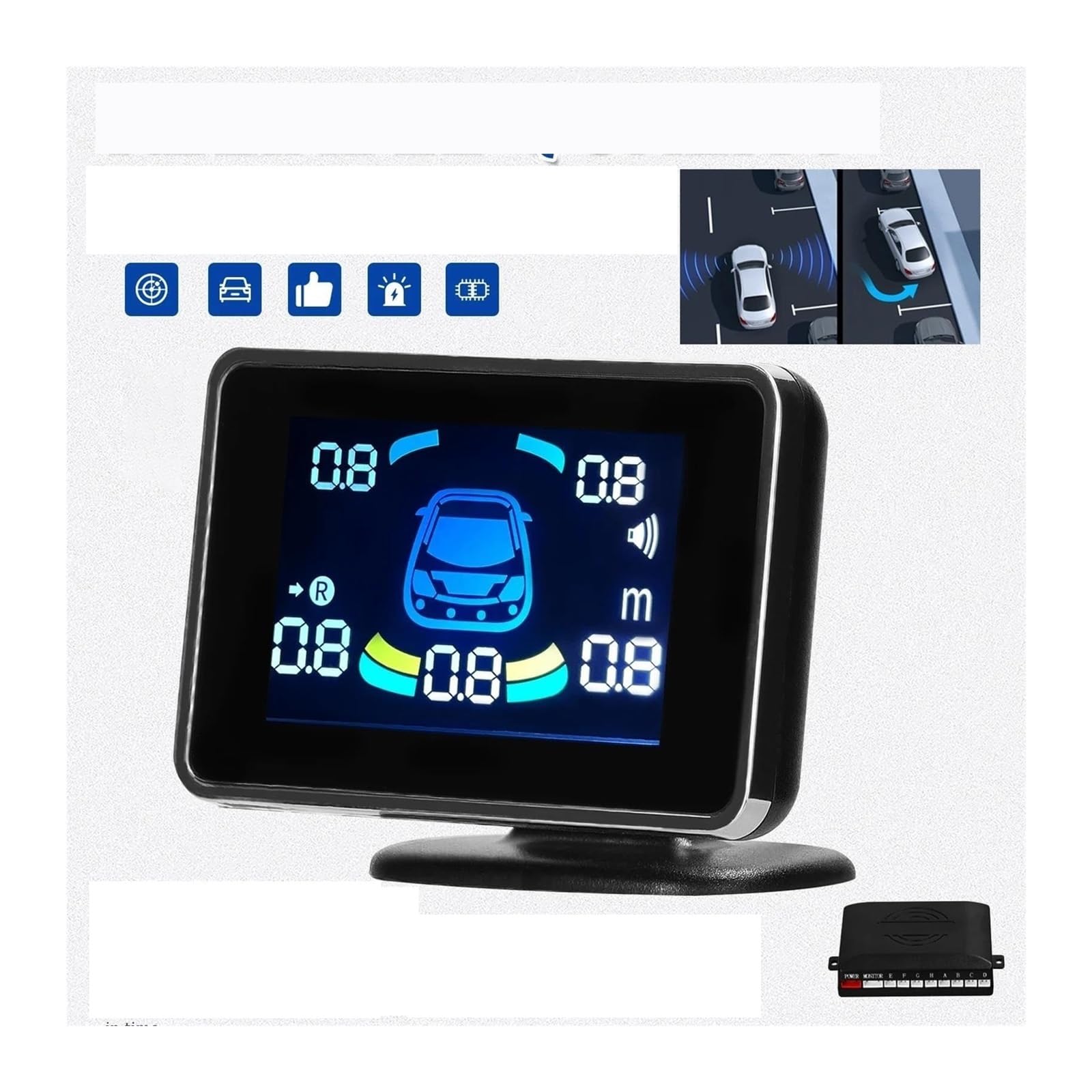 Sensore Parcheggio Radar Retromarcia Per Auto Supporto Anteriore Posteriore Avviso Sonoro/cicalino/muto Con 8 Macchina Sensori