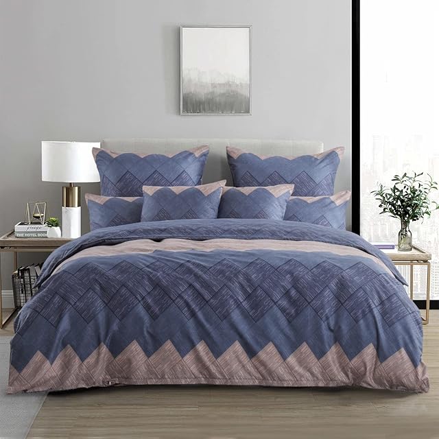 RUIKASI Super King Duvet Cover Set - Superking Bedding Set Microfiber Lattice Pattern Blue, Quilt Cover with 2 Pillowcases, Soft and Breathable