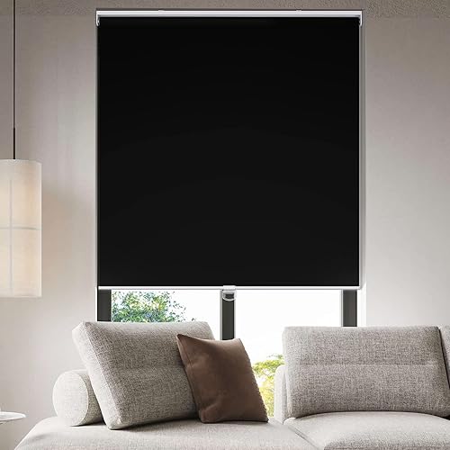 Miniatura 8 de BERISSA Persianas enrollables opacas para ventanas, sin cordón, con aislamiento térmico, tela con protección UV, persianas personalizadas para