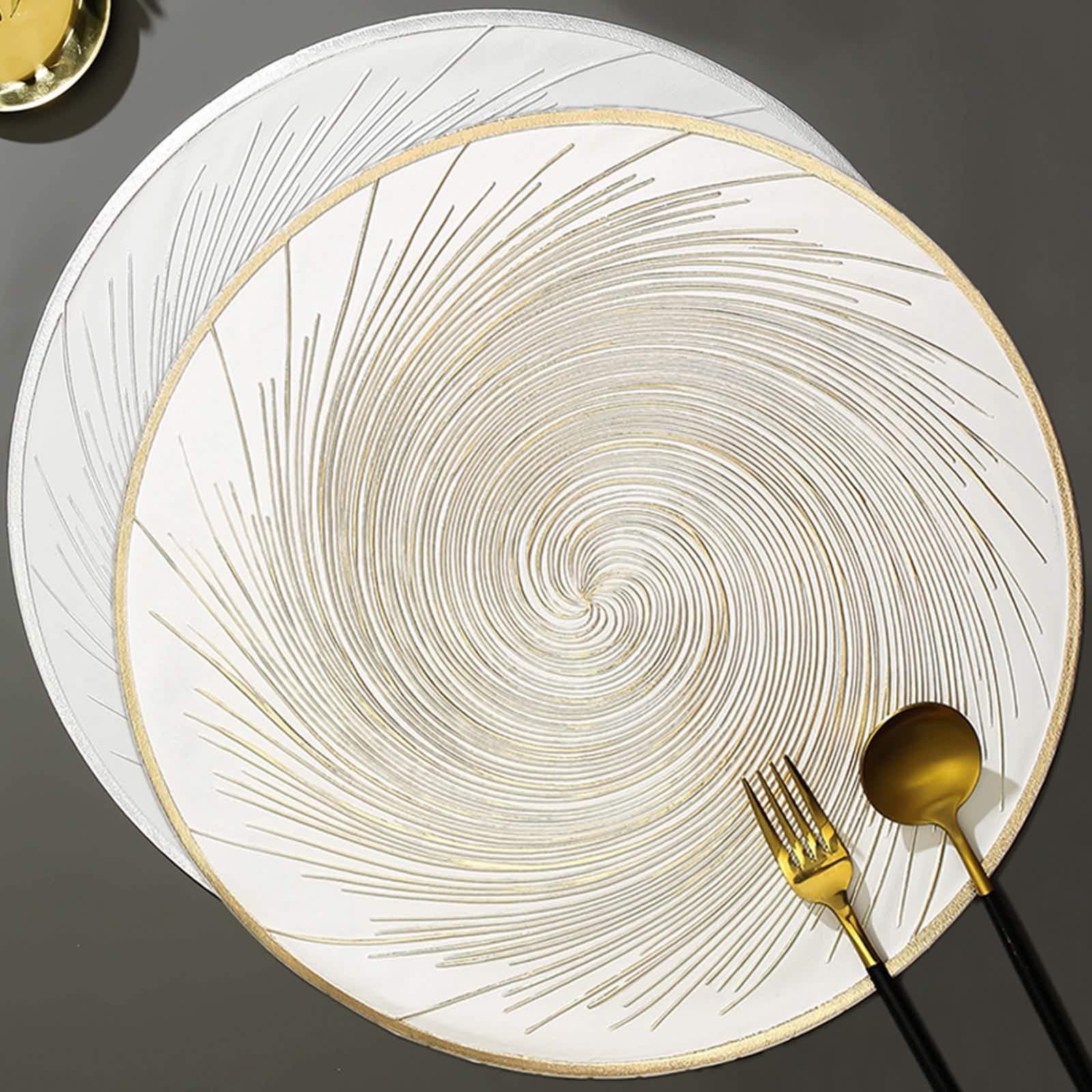 Set de Table Or, Placemats for Dining Table Lot de 10 Motif Tourbillon PVC sous Assiette 38cm