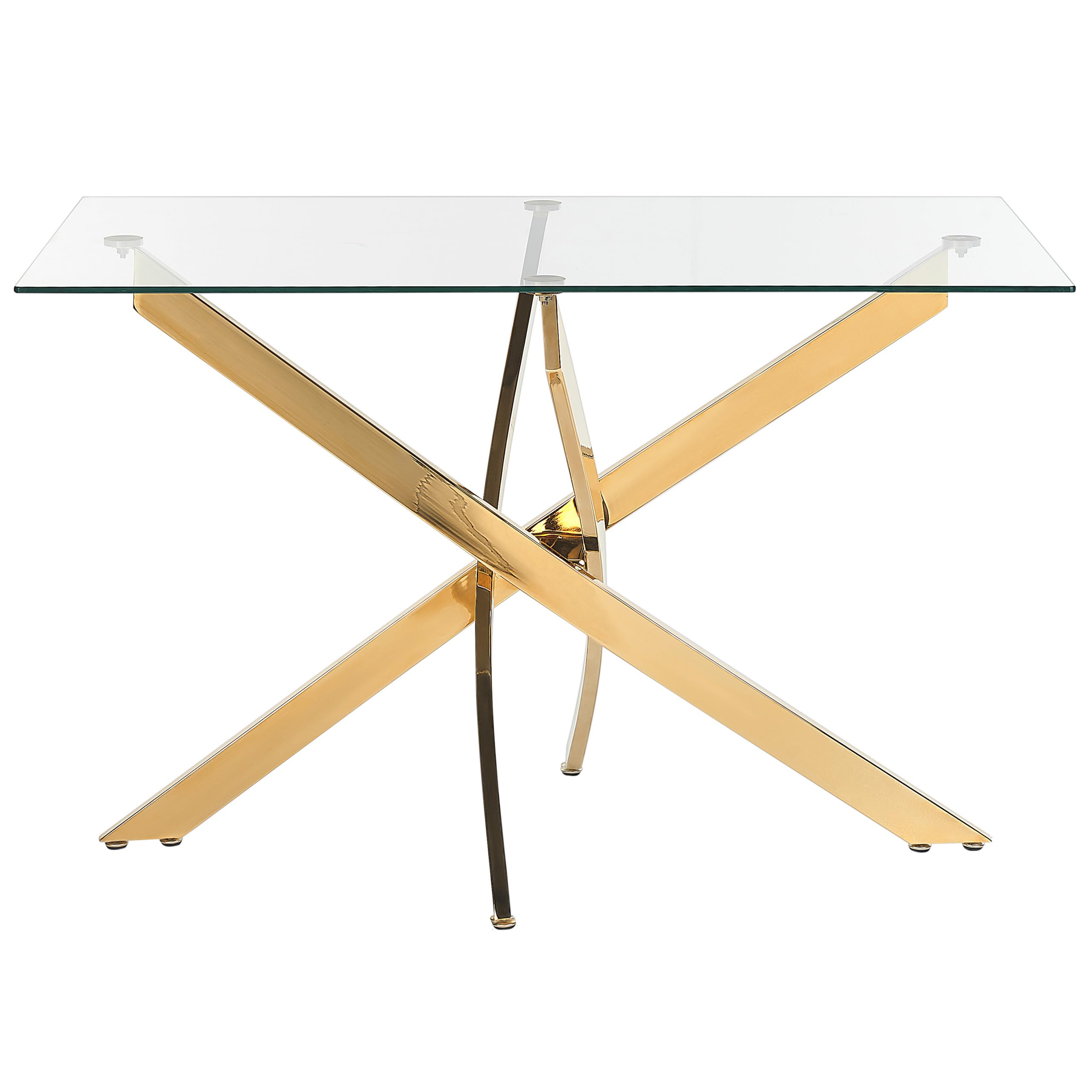Tavolo da pranzo rettangolare 120 x 70 cm Piano in vetro temperato Gambe oro
