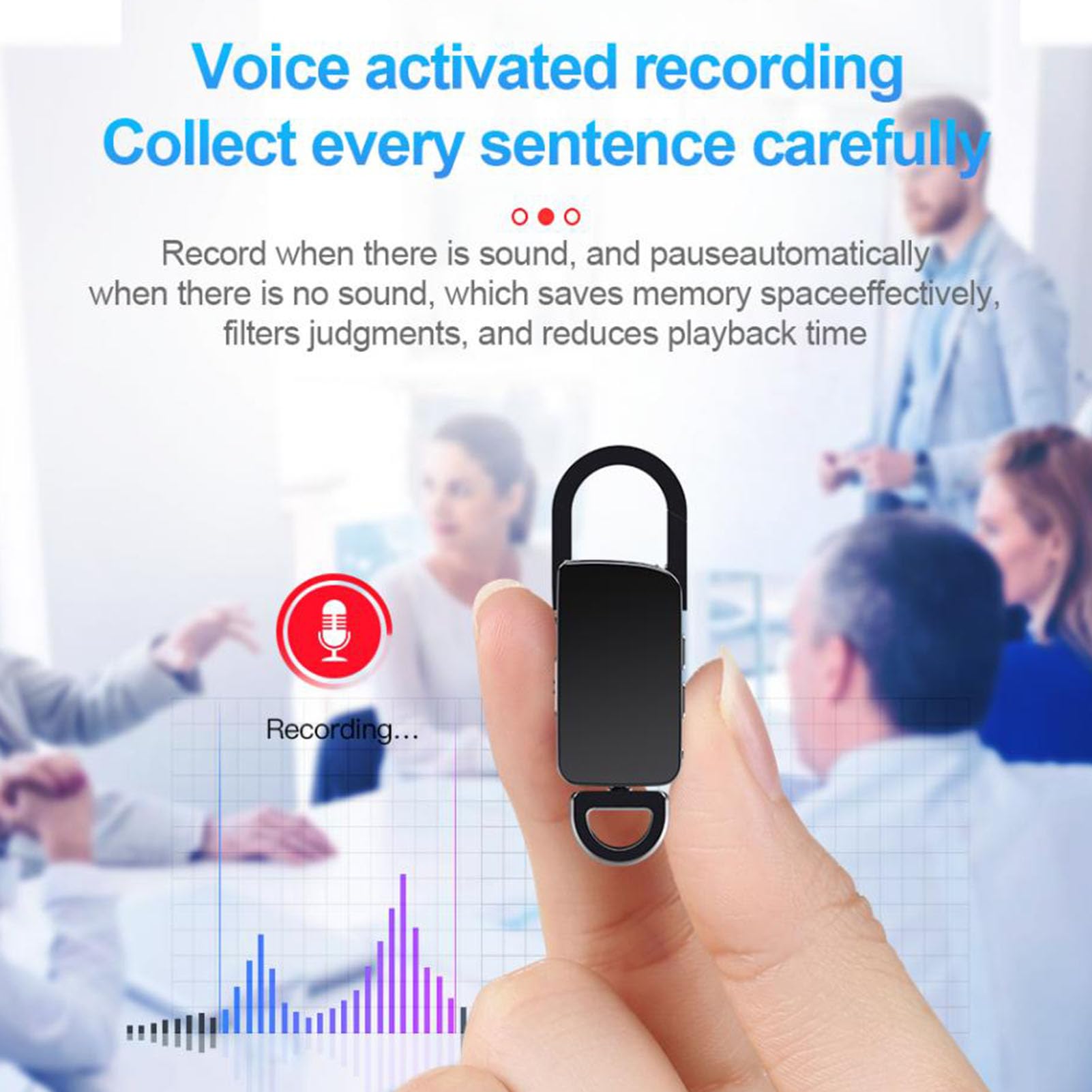 Enregistreur à Commande Vocale, Appareil D'enregistrement Portable pour Le Travail, Les Conférences, Les Réunions, Conception de Porte-clés, Enregistreur Vocal Intelligent avec