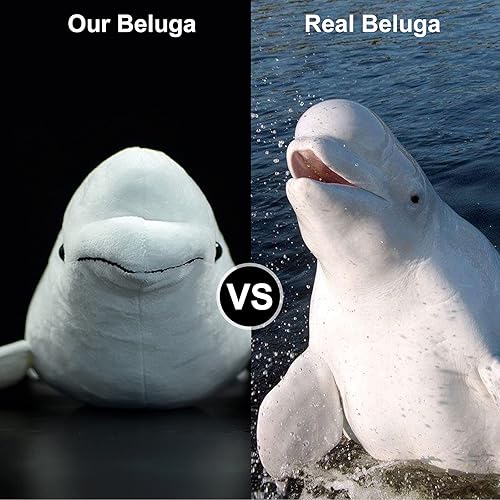 Miniatura 2 de Juguete de peluche de ballena beluga blanca de simulación – Juguete largo realista de delphinapterus leucas muñeca ballena juguetes de peluche súper