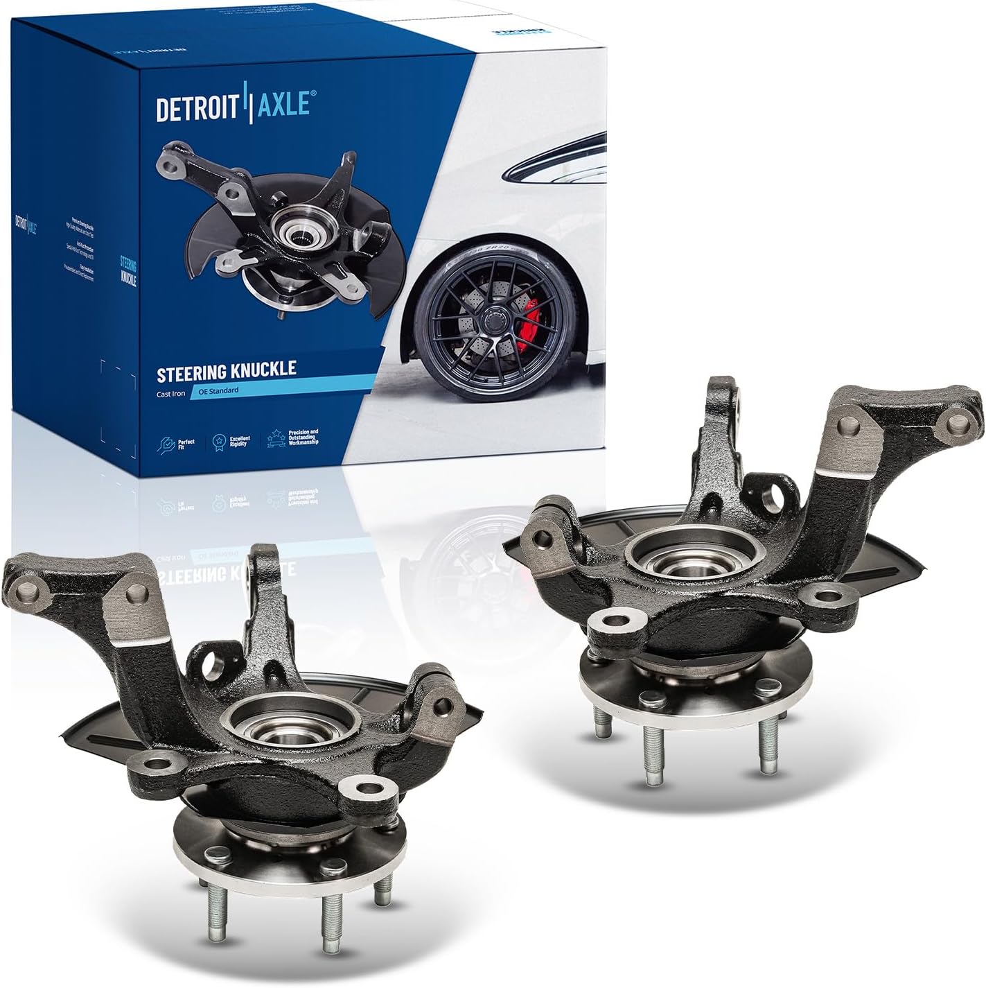 Detroit Axle - 2 Front Steering Knuckles & Wheel Bearing Hubs for 2005-2011 Ford Escape Mazda Tribute Mercury Mariner 2006 2007 2008 2009 2010 Steering Knuckles & Wheel Bearing Hubs Replacement