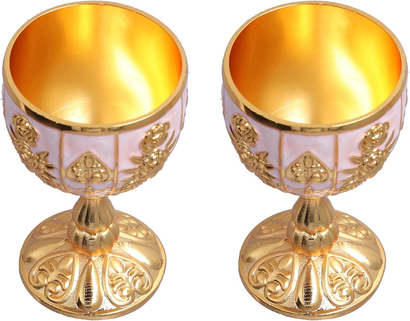 Jeanoko 2Pcs Goblet Vintage Handmade Brass Chalice European Golden Retro Ornaments for Traveling Decoration Home Collection(Pumpkin Golden Hundred)
