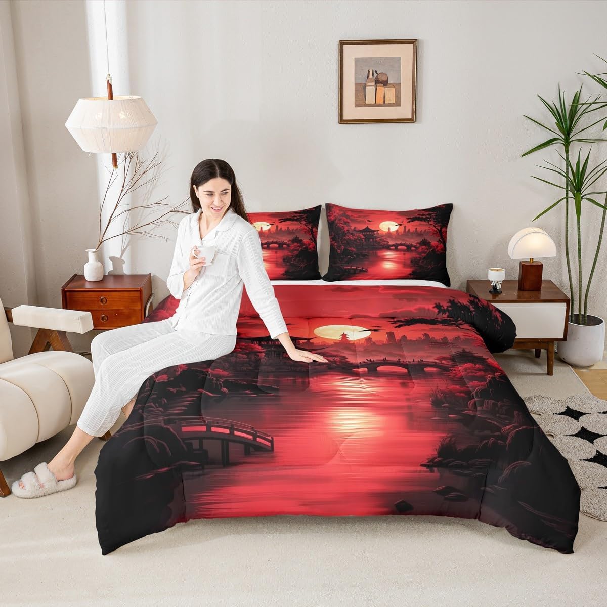 jejeloiu Japanese Style Bedding Set for Boys Girls Comforter Set Queen Size image 5