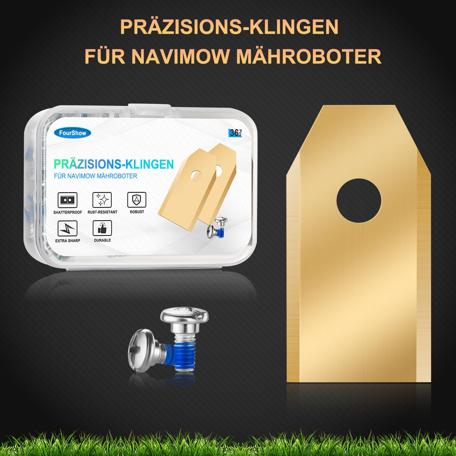 36 Stück Ersatzklingen Kompatibel für ALLE Navimow Serie i105E, i110E, H1500E, H3000E-VF, X315E, X390E Mähroboter Klingen, Schrauben mit Gewindesicherung