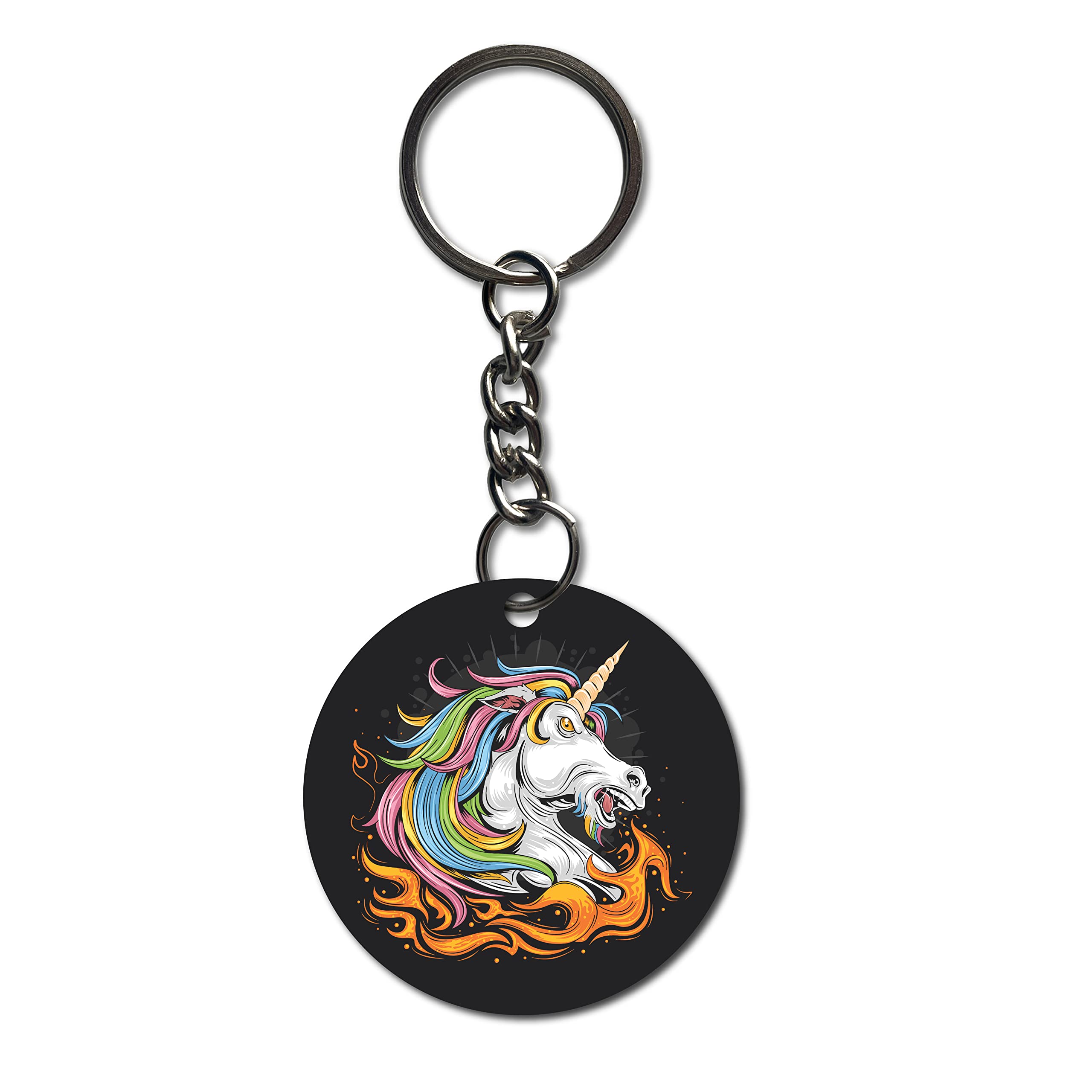 Cartoon Unicorn Horse Printed Keychain for Kids Bike/Car/Men/Women/Bag Key Tag Keyrings Multicolored (2.5 x 2.5 Inch)-image-18