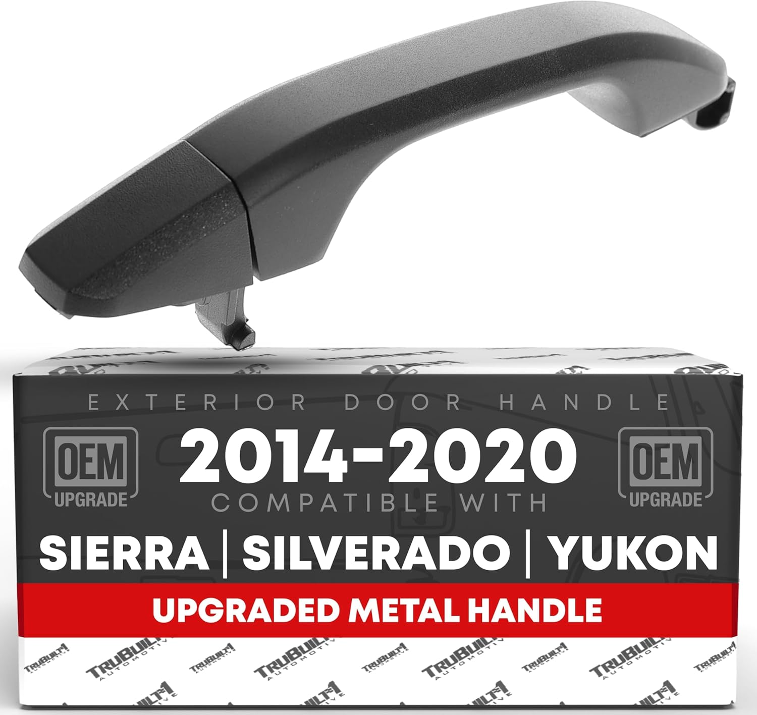 Exterior Front Passenger Door Handle & Cover, Upgraded Metal - Compatible with 2014-2018 Chevrolet Silverado Suburban; 14-18 GMC Sierra 1500 2500 3500 - Textured Black - OEM 22923605, 22929412, 82395