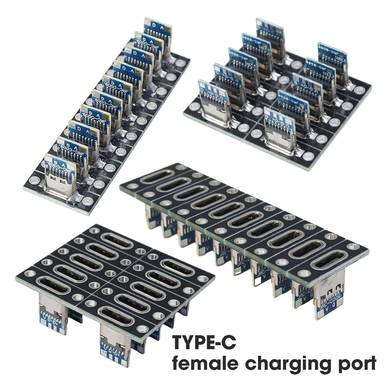 Porta di ricarica USB-C femmina a 2/4 pin con piastra di fissaggio a vite, 5/20 pezzi | 3 piastre, 15 pezzi, 2 pin