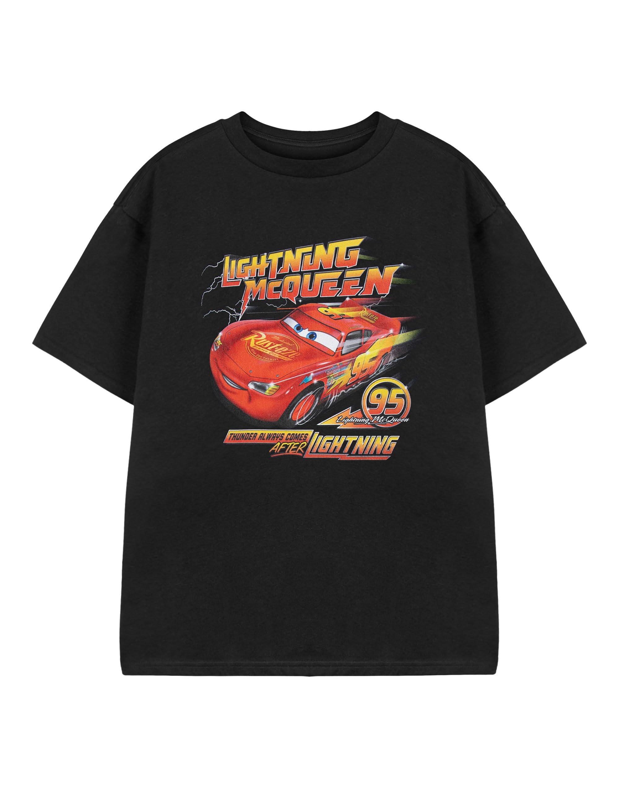 Vanilla Underground Boys Black Disney Cars Thunder Always Comes After Lightening Short Sleeved T-Shirt - 11-12 Years